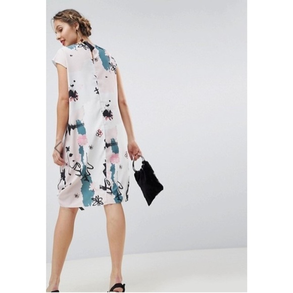ASOS Abstract Side Ruched Ribbon Tie Dress - Picture 16 of 16